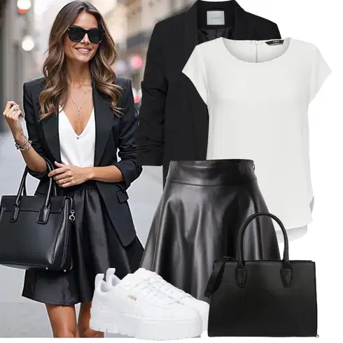 Kombinace Nový Rok Černá/Růžová/Šedá/Tmavě šedá/Žlutá/Bílá Kožená Sukně Kožená Minisukně/Kožená Sukně/Sukně z umělé kůže/Moderní Sukně Noisy mayLook: Bar, Koncert, Den matek, Nový Rok, Škola, Valentýn, Matriční úřad, Párty