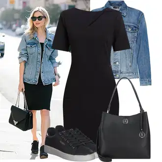 Outfit sa Crna Tanka Tenisica/Kožna Tenisica/Tenisice s patentnim zatvaračem sa strane/Niska Tenisica/Ljetna Tenisica/cipela na vezanje/neformalna cipela Guess "Moderni outfit za proljeće"