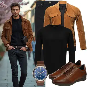Stil Motorrad Outfit mit Braun Vintage Lederjacke/Lederjacke/Leder Bomberjacke/KunstLederjacke/Bikerjacke/Motorradjacke Mustang "Cooles Outfit"Look: Coole, Indie, Stil, Indoor, Dad, 80er, Workwear, Western, Rockabilly, Schön, Outdoor, Vintage, Motorrad, Reiten