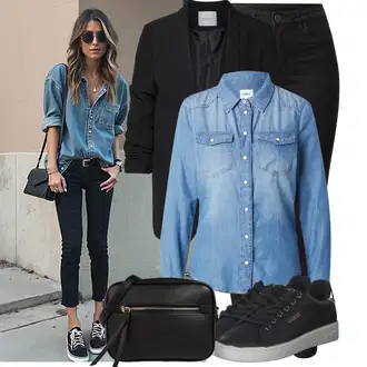 Outfit sa Crna Tanka Tenisica/Kožna Tenisica/Tenisice s patentnim zatvaračem sa strane/Niska Tenisica/Ljetna Tenisica/cipela na vezanje/neformalna cipela Guess "Moderna kombinacija za slobodno vrijeme"
