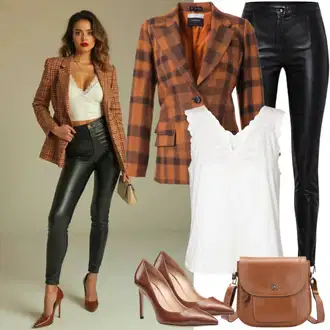 Mokri izgled Outfit sa Crna Tajice od Vinila/Hlače od Umjetne Kože/Kožna Hlača/Skinny Hlače/Tajice Kožnog Izgleda/Kožne Tajice JdY "Elegantne Proljetne Odjeće"Look: Rap, Stil, Besprijekorno, cool, Techno, Mokri izgled, Old Money