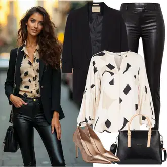 Outfit s Černá/Bílá/Oranžová/Zelená/Hnědá Kožená Kalhoty/Legíny Kožený Vzhled/Tregíny/Jeggings/Kožený legíny/Kalhoty z Umělé Kůže/Skinny Kalhoty Only "Elegantní Jarní Outfity"