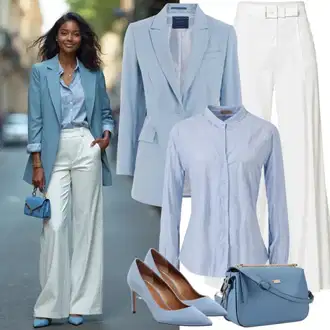 Outfit s Bílá Marlene Kalhoty/Palazzo Kalhoty/Kalhoty se Štěrbinou/Plisovaná Kalhoty/Plisovaná kalhoty/Široká Kalhoty millane "Firemní vzhled"