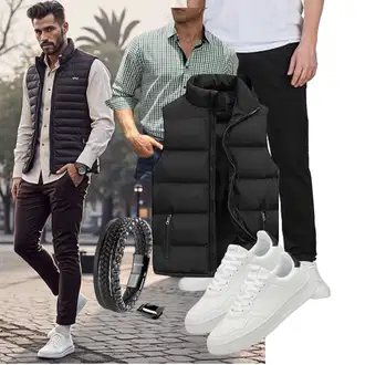 Outfit mit Schwarz Isolationsweste/Kurze Weste/Reiseweste/Daunenweste/Puffer Weste Generic "Freizeit Outfit"