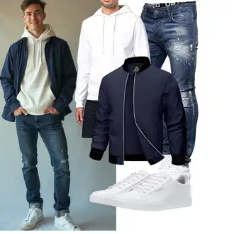Outfit mit Schwarz Jeans Leder Schuhe MERISH "Freizeit Outfit"