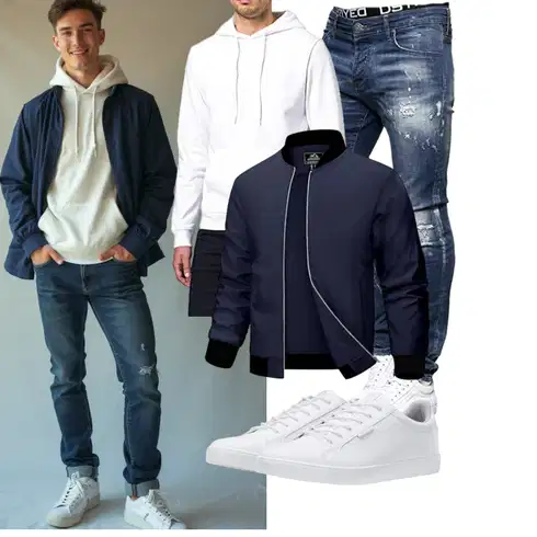 Dunkelblau/Blau Innenfutter Jacke/SommerJacke/WendeJacke/SchlupfJacke/CoachJacke/NylonJacke/CollegeJacke/UniformJacke/SweatJacke/BomberJacke MAGCOMSEN kombinieren