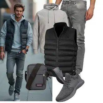 Outfit mit Schwarz Steppweste/Kunstfaserweste/Indoorweste/Wendeweste/Reitweste/Isolationsweste/Puffer Weste/Daunenweste Calvin Klein "Freizeit Outfit"
