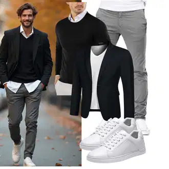 Herbst Outfits Feine mit Schwarz COOFANDY "Freizeit Outfit"Look: Casual, Classic, Sportlich, Schlichte, Outdoor, Business, Feine