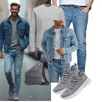 Outfit mit Blau/HellBlau Kurze Jeansjacke Lee "Freizeit Outfit"