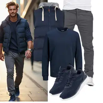 7/8-lang Outfit mit Dunkelgrau/Hellgrau/Grau/Khaki Yazubi "Freizeit Outfit"