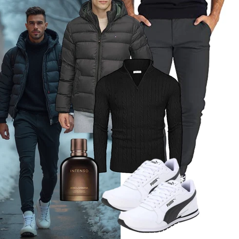 Dunkelgrün/Schwarz/Dunkelgrau/Grün/Grau Thermojacke/Steppjacke/Winterjacke/Isolationsjacke/Daunenjacke/Kapuzenjacke/Puffer Jacke Tommy Hilfiger kombinieren