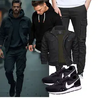 7/8-lang Outfit mit Khaki/Schwarz/Dunkelgrau/Dunkelgrün Jack & Jones "Freizeit Outfit"