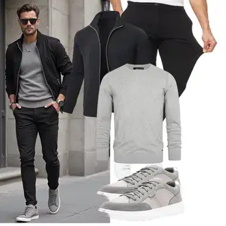 Freizeit Outfits Business Winter mit Dunkelblau/Schwarz/Dunkelgrau Thermojacke/Sportjacke/Strickfleecejacke/Merinojacke/Jacke mit Seitlichem Reißverschluss Huayuzh "Freizeit Outfit"Look: Casual, GoGo, Goa, Stil, Indoor, Büro, Business, Moderne, Outdoor