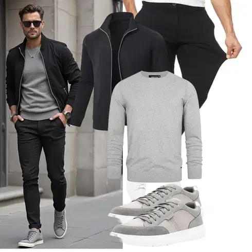 Dunkelblau/Schwarz/Dunkelgrau ThermoJacke/SportJacke/StrickfleeceJacke/MerinoJacke/Jacke mit Seitlichem Reißverschluss Huayuzh kombinieren