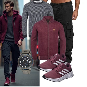 Outfit mit Schwarz/Dunkelblau/Khaki Parachute Hose/Cargo-JoggingHose/Capri/CargoHose/Cargo Short SOOUICKER "Freizeit Outfit"