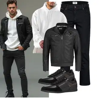 Outfit mit Schwarz Jeans Leder Schuhe Wrangler "Freizeit Outfit"