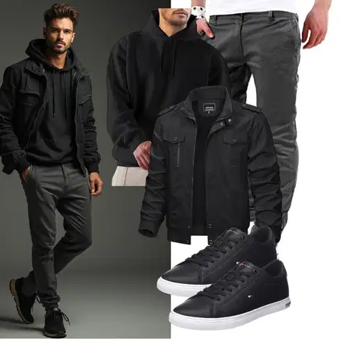 Schwarz/Dunkelgrau/Grau Uniformjacke/Bikerjacke/Trachtenstrickjacke/Cargojacke/Übergangsjacke Herbstjacke/Fliegerjacke/Jacke mit Seitlichem Reißverschluss/Motorradjacke/Militärjacke KEFITEVD kombinieren