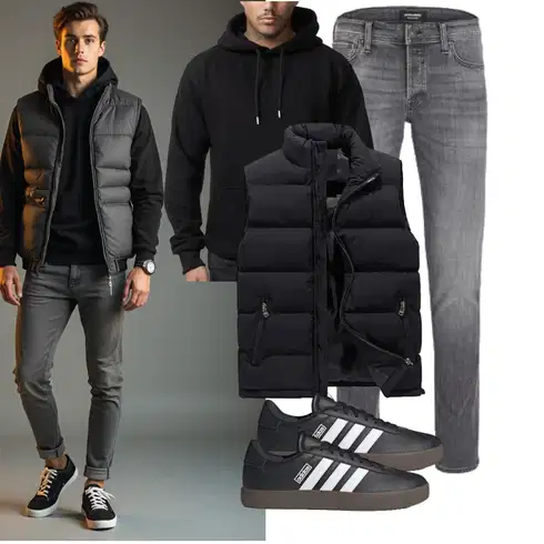 Schwarz/Dunkelgrau Funktionsweste/Ärmellose Weste/Outdoorweste/Reiseweste/Kurze Weste/Daunenweste/Puffer Weste AnyuA kombinieren