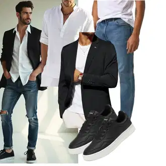 Outfit mit Grau/Weiß/Khaki/Creme/Schwarz Business Hemd/Hemdbluse/Casual Hemd/Musselin Hemd COOFANDY "Freizeit Outfit"