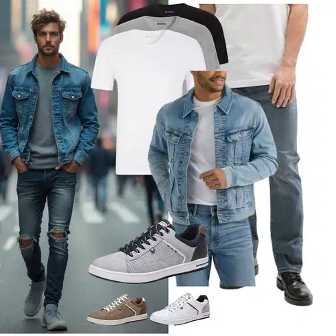 Blau/Hellblau Kurze JeansJacke Lee kombinieren