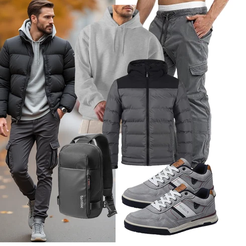 Jeans Grau/Schwarz Windbreaker Jacke Indicode kombinieren