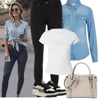Dugački rukavi Outfit sa Svjetloplava/Plava Bluza i Tunika/Bluza Veći Broj Vila "Proljetni Outfit"