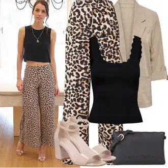 Outfit s Béžová/Červená/Hnědá Látková Kalhoty/Plážová Kalhoty/Kalhoty s Peřím/Domácí Kalhoty/Palazzo Kalhoty/Plyšová Kalhoty/Kalhoty s Potiskem/Pyžamová Kalhoty/Široká Kalhoty Vila "Jarní Outfit"
