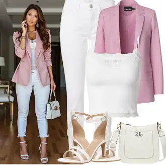 Outfit sa Bijela/Krem Skraćena majica bez rukava/Kratki Top/Bustijer-top/Čipkasti Top/Majica na špagete/Crop Top Čipka Only "Proljetni Outfit"