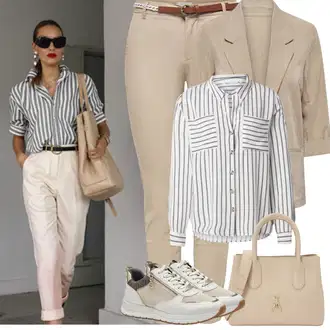 Kombinacije za proljeće teplý sa Bež/Krem/Kaki cipela za trčanje/Tenisica za fitness/gimnastička papuča/cam cipela/pristup cipela Tamaris "Proljetni Outfit"