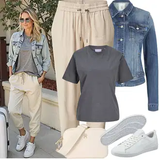 Outfit s Béžová/Khaki/Hnědá Ležérní Kalhoty/Jogger Kalhoty/Cargo Tepláky/Baggy Kalhoty/Kožená Pánská Bund/Fleecová Kalhoty/Žerzejová Kalhoty/Navlékací Kalhoty Only "Jarní Outfit"
