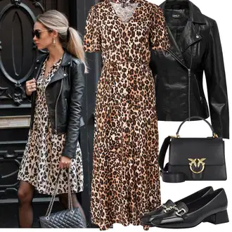 Outfit sa Crna/Bijela/Smeđa/Bež Poslovna Obuća/Trotteur/Loafer Cipela Tamaris "Proljetni Outfit"