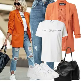 Léto Outfit s Světle modrá/Modrá High Waist Džínové Kalhoty/Kotníková Bota/Boyfriend Džínové kalhoty/Džíny s Rozparkem/Kožené bundy/Džíny s Dírou/Girlfriend Džíny Pieces "Jarní Outfit"