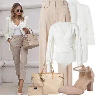 Outfit sa Krem/Bijela Kaput/Pletivo Veći Broj/Tunika Pieces "Proljetni Outfit"