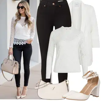 Outfit sa Krem/Bijela Kaput/Pletivo Veći Broj/Tunika Pieces "Proljetni Outfit"