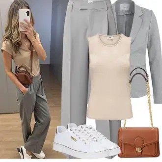 Outfit sa Svjetlozelena/Kaki/Tamnozelena/Bež/Zeleno/Bijela Obuća Tenisica s platformom/Tenisice s patentnim zatvaračem sa strane/Ljetna tenisica/Vintage tenisica/Kožna tenisica/Tanka tenisica/Rupičasta tenisica/Niska Tenisica/Platnena tenisica Guess "Proljetni Outfit"
