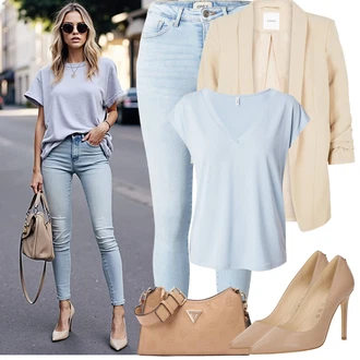 Kombinacije za bucmaste Matični ured sa Bež/Kaki Nekategorizirano Pieces "Proljetni Outfit"Look: Matični ured, 60. rođendan, Škola, Koncer, dan na plaži, 50. rođendan, Majčin dan, Posebne prigode, Rođendan