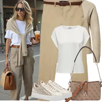Kombinacije za proljeće teplý sa Bež/Smeđa/Kaki Pletivo Veći Broj VERO MODA "Proljetni Outfit"