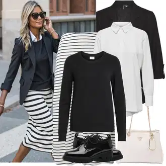 Outfit s Černá Basic Svetr/Kašmírový Svetr/Svetr z Jemné Pleteniny/Kašmírový Svetr/Svetr na kojení/Svetr s Kulatým Výstřihem/Jednoduchý Svetr/Vlněný Svetr Vila "Jarní Outfit"