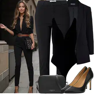 Outfit sa Crna Party Top/Odjeća za plažu/Muške cipele/Bustijer-top/Dodatak za plažu/Top Bez Rukava/Majica na špagete Edited "Proljetni Outfit"