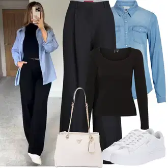 Kombinacije za festival dan na plaži sa Svjetloplava/Plava Bluza i Tunika/Bluza Veći Broj Vila "Proljetni Outfit"Look: Koncer, Škola, dan na plaži