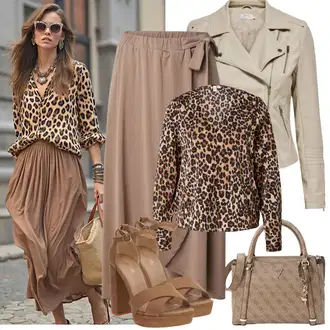 Outfit sa Smeđa/Kaki/Bež Kaput Only "Proljetni Outfit"