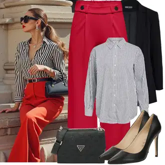 Dugački rukavi Outfit sa Siva/Bijela/Tamnoplava/Svjetloplava Bluza i Tunika/Bluza Veći Broj Object "Proljetni Outfit"