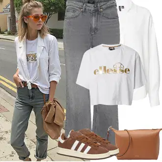 Outfit sa Bijela/Krem Bodija Bluze/Bluza s zakrpom na laktu/Poslovna Bluza/Bluza Dugih Rukava/Bluza s Podignutim Ovratnikom/Oversize Bluza/Slip-on Bluza/Oversize Mušlinova Bluzica/Bluza s gumbom/Crash bluza/Bluza koja se ne pegla VERO MODA "Proljetni Outfit"