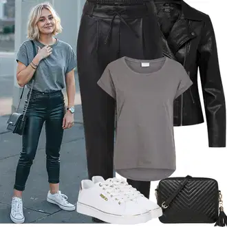 Outfit s Černá/Bílá/Oranžová/Zelená/Hnědá Kožená Kalhoty/Legíny Kožený Vzhled/Tregíny/Jeggings/Kožený legíny/Kalhoty z Umělé Kůže/Skinny Kalhoty Only "Jarní Outfit"