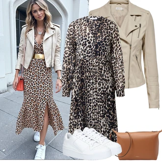 Krátká Outfit s Béžová/Khaki/Hnědá Motorkářské Bund/Kožené Bund Bunda z Umělé Kůže/Bunda s Bočním Zipem/Kožené Bund/Motorkářská bunda Only "Jarní Outfit"