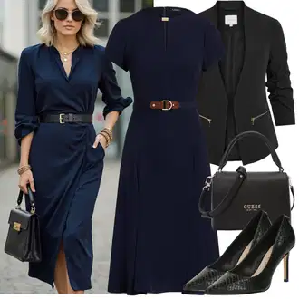 Outfit s Tmavě modrá Ležérní Šaty/Šaty s Páskem/Midi Šaty/Šaty v Délce do Lýtka Polo Ralph Lauren "Jarní Outfit"