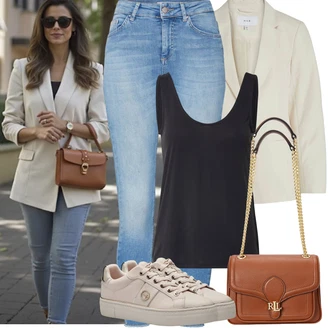 Bez rukava Outfit sa Crna/Tamnosiva/Tamnoplava Majica I Top Veći Broj/Bluza Veći Broj/Bluza i Tunika Tunika Pieces "Proljetni Outfit"