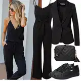 Černá, Hnědá Klasická Saka Outfity image