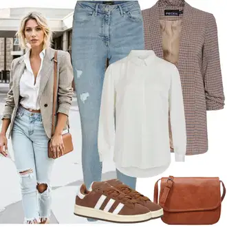 Ležerno Outfit sa Svjetloplava/Plava rupa hlača/Traper Tajice/Hlače s Prorezom/Jeggings/Skinny Hlače VERO MODA "Proljetni Outfit"Look: Stil, Rap, Old Money, Ležerno, moderne, Disko, cool, Prekrasan