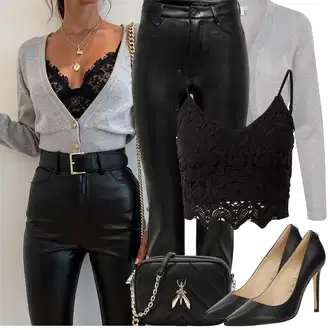 Outfit s Černá Kožená Kalhoty/Motorkářská kalhoty/Legíny Kožený Vzhled/Kalhoty z Umělé Kůže Only "Jarní Outfit"
